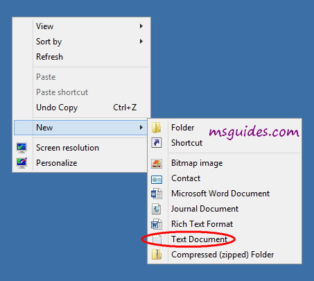 create a new text file