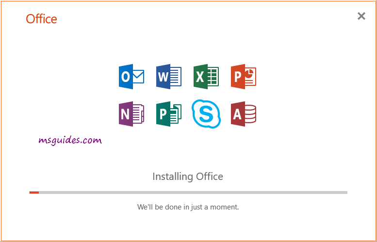 office 2019 installation progress